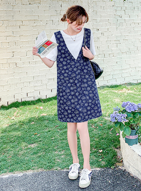 2025夏季新款牛仔背带裙T恤套装牛仔连衣裙两件套2527-P125控188