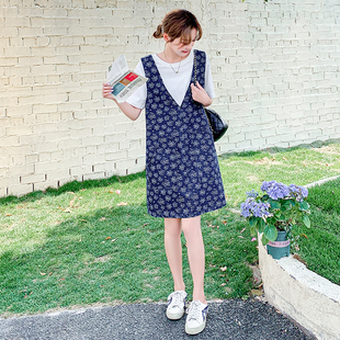 牛仔连衣裙两件套2527 牛仔背带裙T恤套装 P125控188 新款 2025夏季