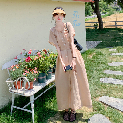 夏季韩版泡泡袖皱褶设计连衣裙 5091 P135 K208