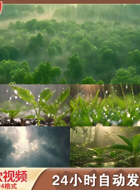 热带雨林生态植物生长万物复苏AI人LED舞台背景视频剪辑素材