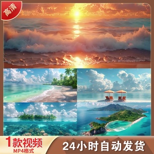 夏日阳光沙滩海浪马尔代夫岛屿度假旅行宣传片剪辑4K高清视频素材