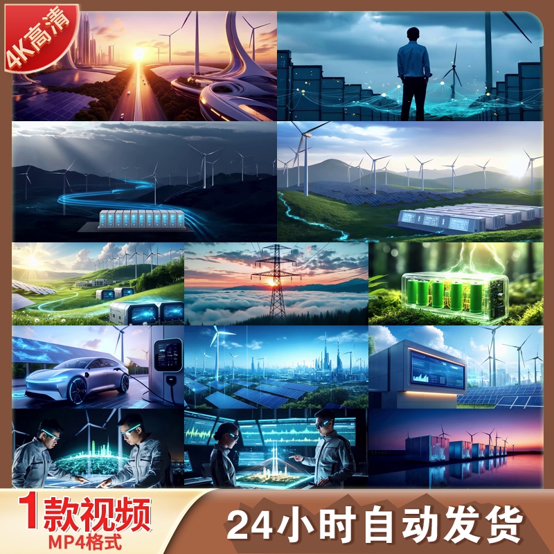 高清新能源光伏风力发电储能科技特效绿色环保高质量实拍视频素材
