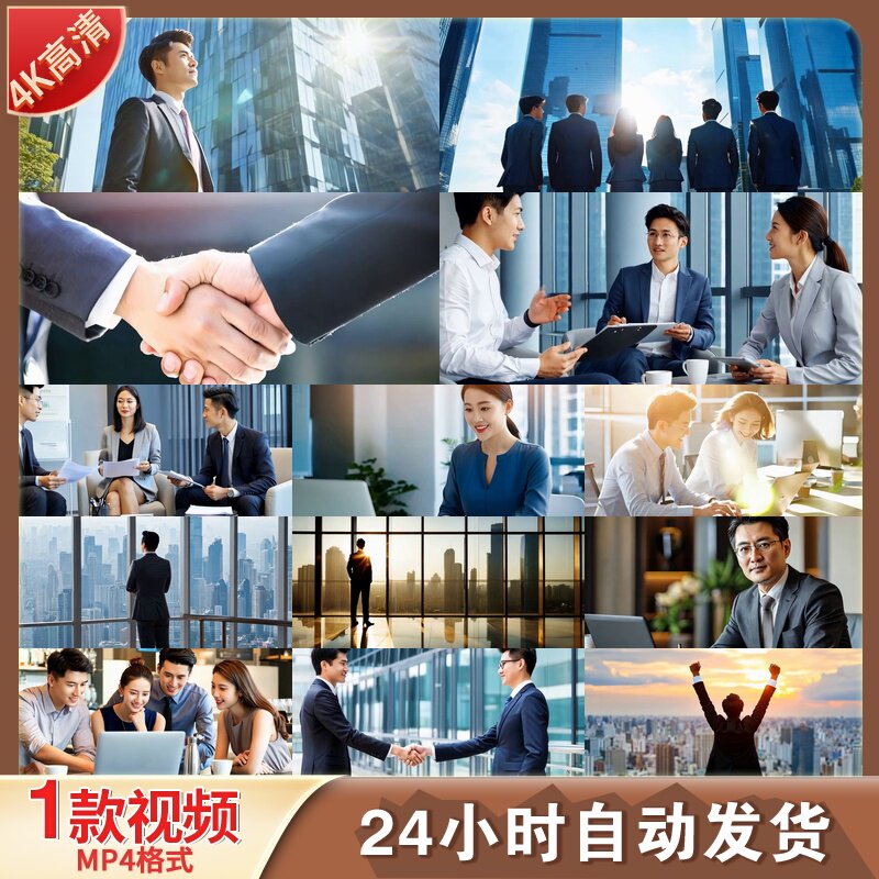 高清商务办公合作会议握手精英团队商业谈判成功人士视频素材