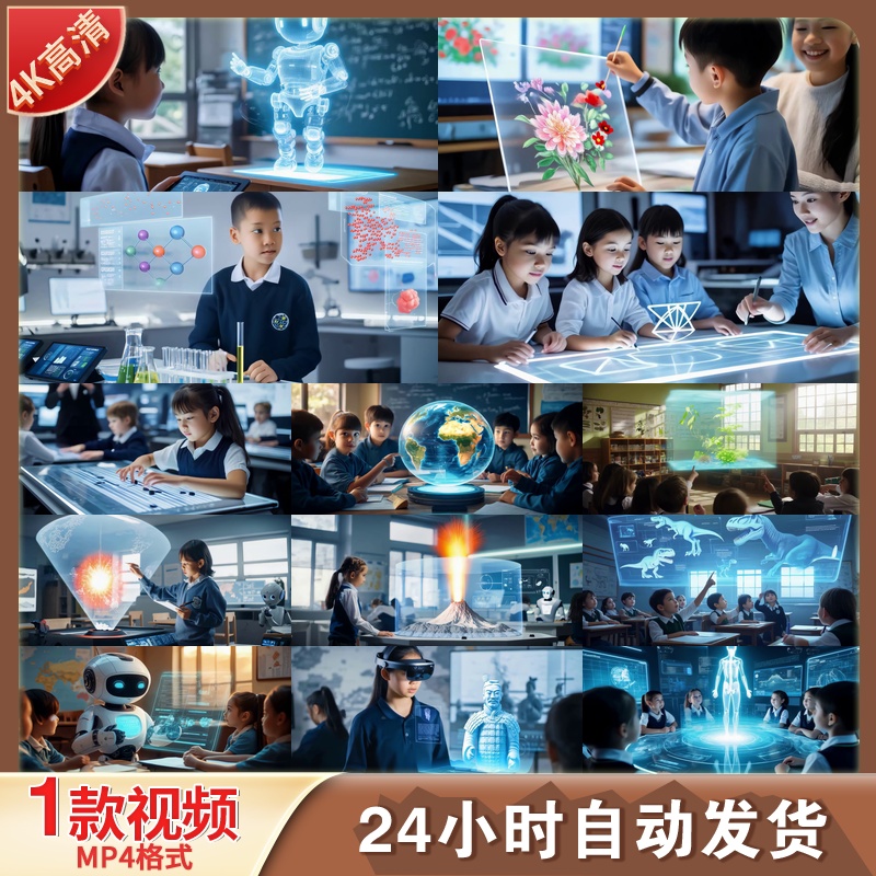 高清AI赋能智慧教育人工智能教学课堂在线课程科技感视频素材