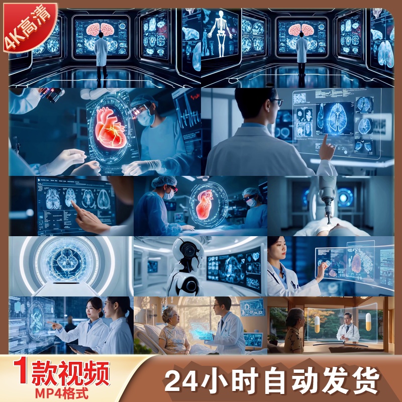 高清AI医疗科技未来医院手术机器人智慧医疗诊断治疗视频素材