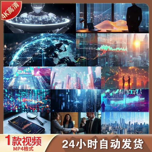 高清金融科技数据分析交易原创大数据智慧城市背景视频素材