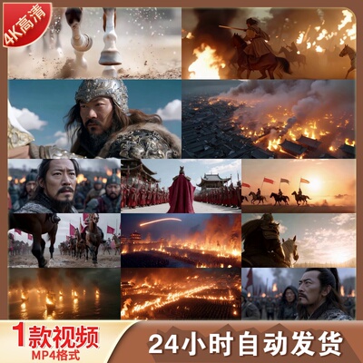 高清古代战争骑马砍杀金戈铁马冷兵器战场厮杀高质量特效视频素材