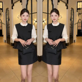 精致国风斜襟马甲花边领百搭衬衫 改良版 短裙显瘦三件套 新中式 春季