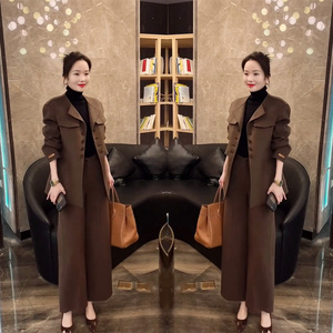 网红爆款通勤风职业西服时尚套装女2023秋季长袖显瘦外套+阔腿裤m
