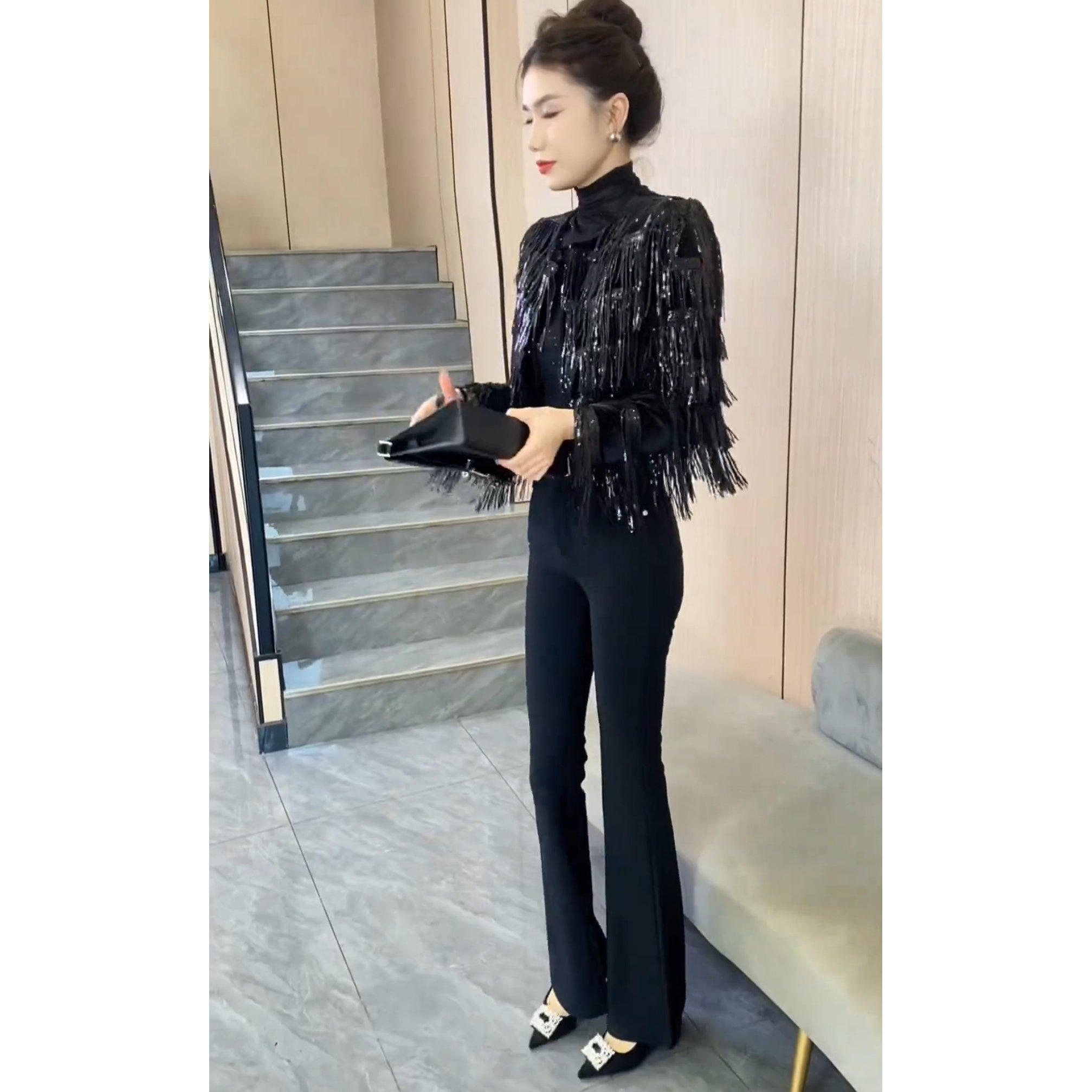 韩系高级时尚减龄套装女2025秋冬新款精致重工流苏短外套搭配皮裤,女装/女士精品,上衣,淘宝优惠券,粉丝福利购,淘宝优惠卷