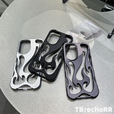 适用于三星S24Ultra手机壳 镂空火焰 磨砂软 金属漆 S25 S23Ultra S22 防摔 小众 A55 A54 A16 A15 保护套