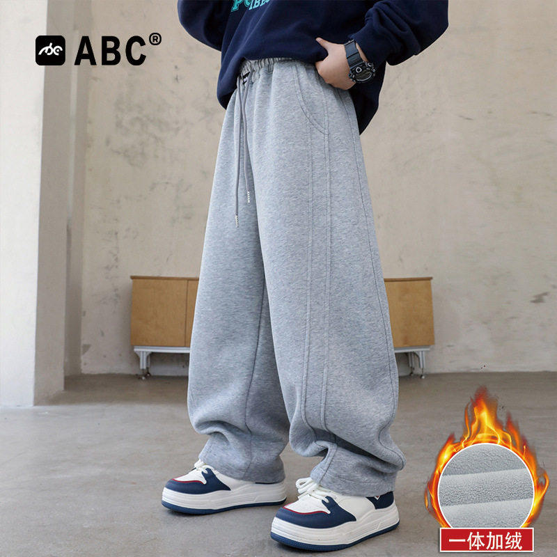 ABC男童春秋运动裤2026新款中大童百搭弯刀裤男孩春季直筒卫裤潮