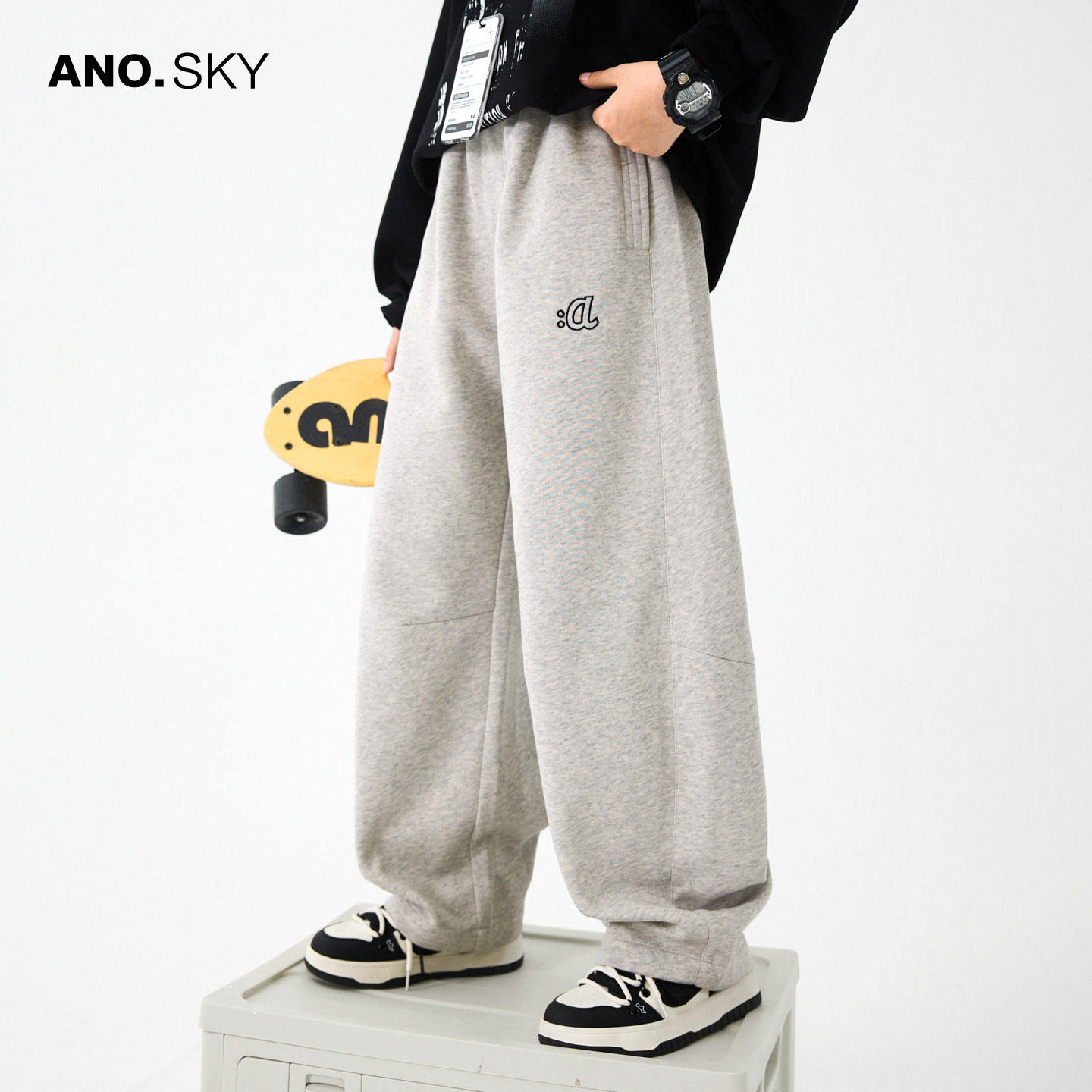 anothersky 男童春秋宽松直筒运动卫裤2026新款儿童春装休闲裤子