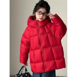 英国FULY儿童羽绒服男款女童中长款加厚90白鸭绒冬装连帽三防外套