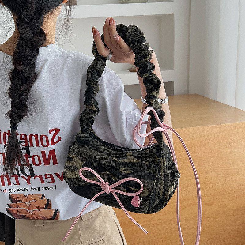 帆布包新款精致包斜挎包超火小众2026女褶皱包包百搭单肩腋下通勤