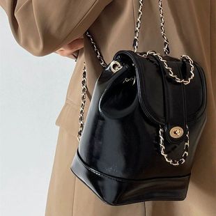 链条单肩迷你香风韩国ins双肩包新款油蜡皮学生2025ins小年风博主