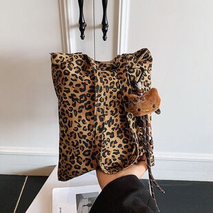 单肩女秋季百搭包新款小包包时尚豹纹手提2026复古托特斜挎包托特