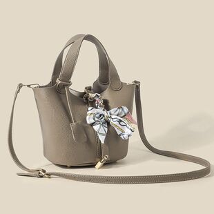 灰涂鸦包韩国包软皮大容量新款菜篮子水桶包2024手提包时尚大象