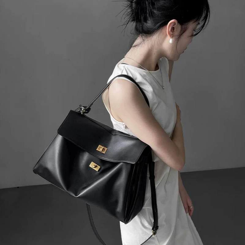 时尚包包包斜挎包单肩包黑色大容量2024通勤高级感托特女初秋新款
