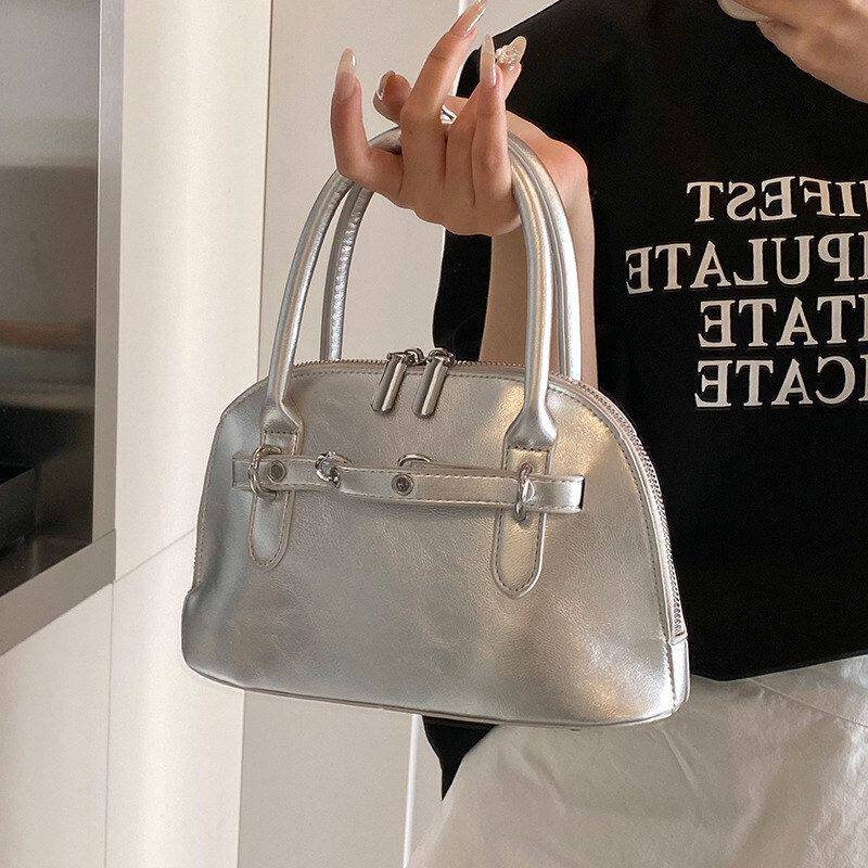女高级感拎包手提包包小众银色斜挎包2026贝壳包小百搭新款春夏季