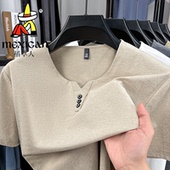 百搭上衣男士 稻草人夏季 鸡心领宽松休闲时尚 纯棉T恤短袖 新款