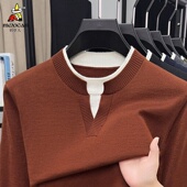 新款 2026春季 简约假两件毛衣 商务休闲针织衫 稻草人男士