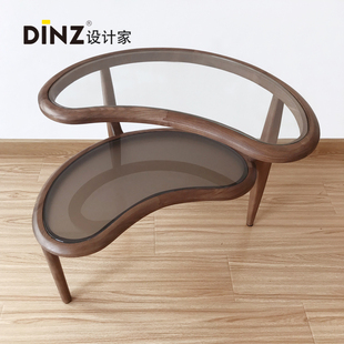 DINZ设计家 Beans豌豆边几 异形双层玻璃小边桌