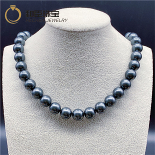 大溪地黑珍珠项链南洋母贝珍珠项链925纯银正圆强光送女友送妈妈