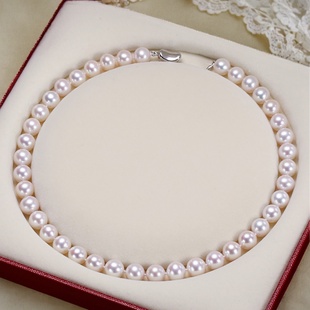 正品 10mm珍珠项链强光送妈妈婆婆礼物 假一赔十天然淡水珍珠项链9