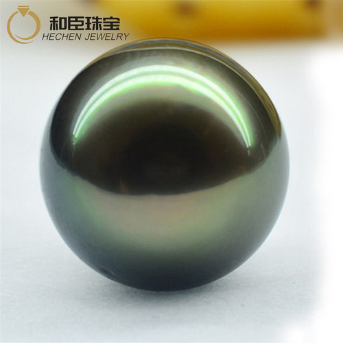珍珠粉压制合成裸珠正圆 定制吊坠戒指单颗孔雀绿强光
