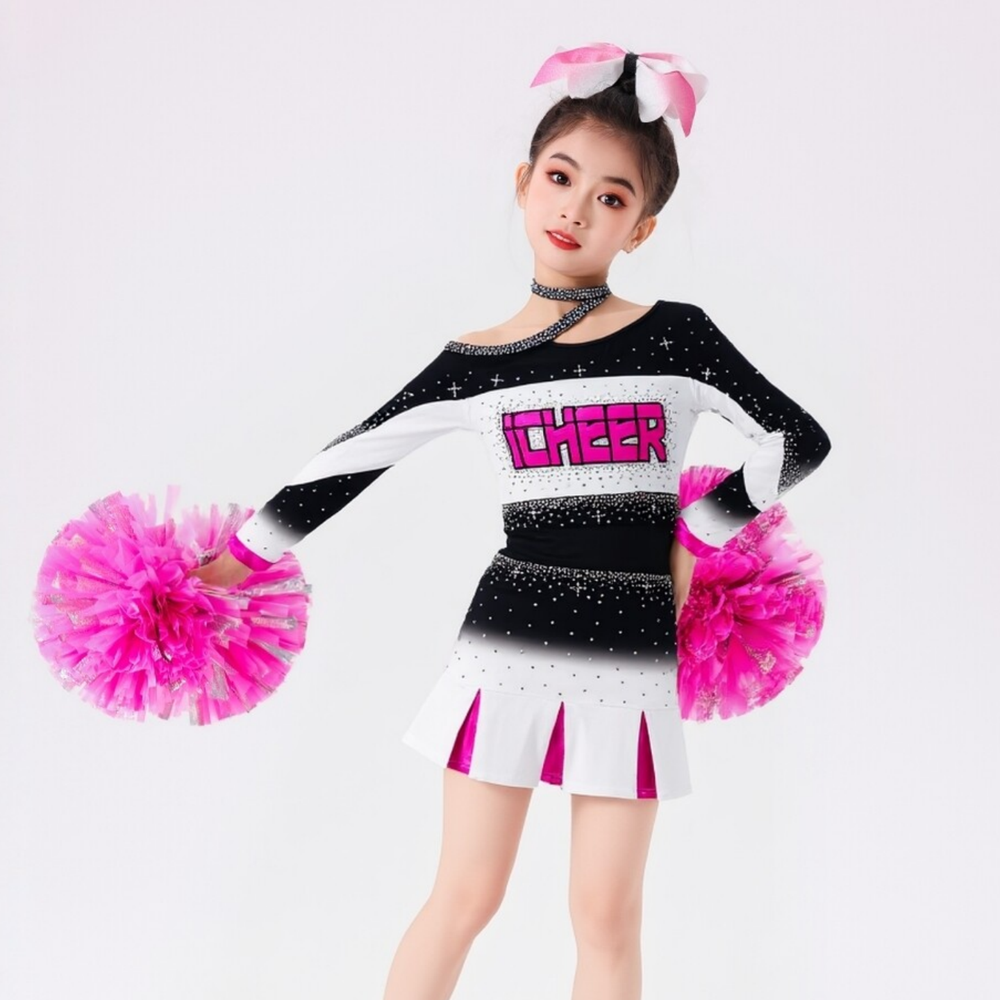幼儿园新款啦啦队比赛舞蹈服儿童男女童长袖啦啦操运动会演出服女