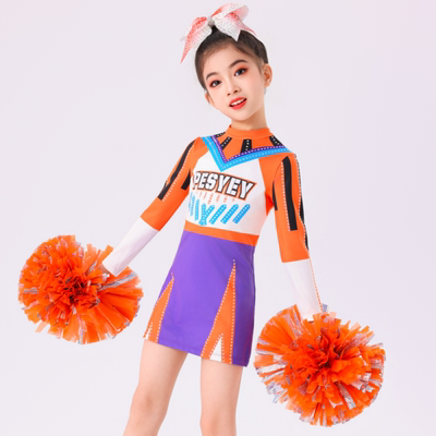 儿童啦啦操演出服长袖中小学生女童拉拉队表演服舞蹈服竞技赛比赛