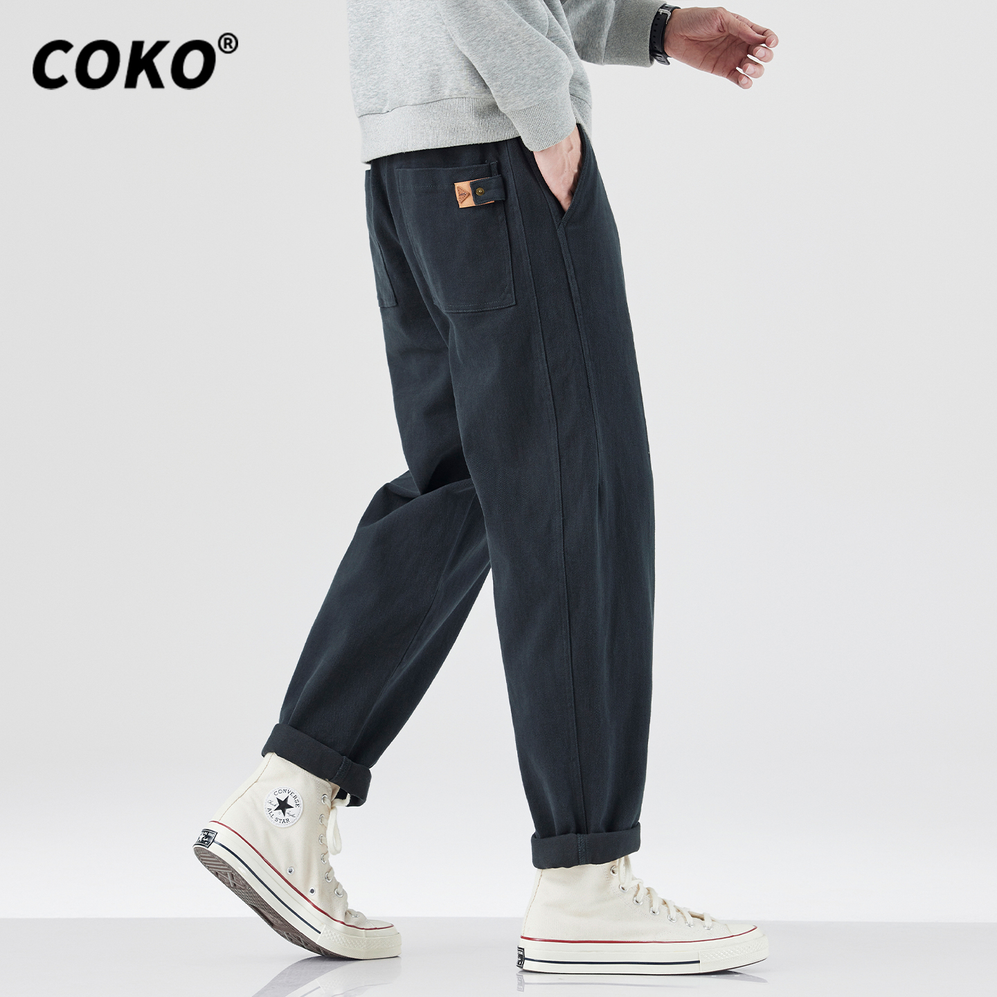 日系复古纯棉休闲工装裤