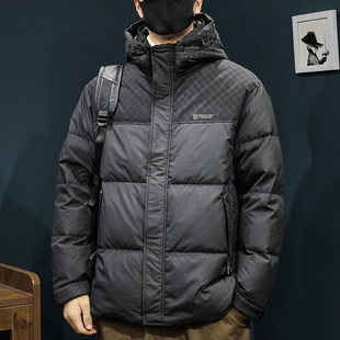 冬季90鸭绒羽绒服男连帽可拆卸2025新款大码秋冬保暖短款加厚外套