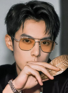 2025王鹤棣同款眼镜金丝边方形眼镜架男潮近视双梁防蓝光复古框女