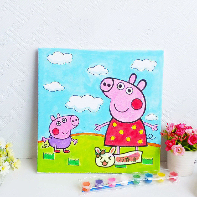 儿童手工创意制作diy趣味涂鸦画油框画水彩画涂色益智玩具材料包