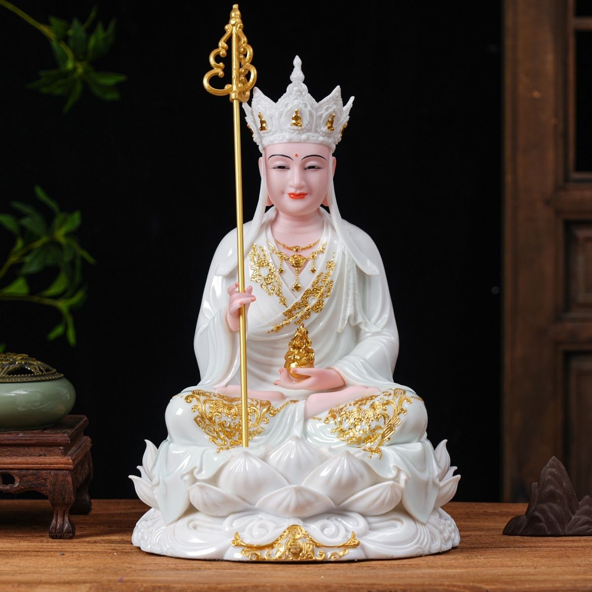 地藏王菩萨九华山地藏王大愿树脂手工彩绘家用佛像地藏王菩萨像
