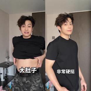 现货工厂黑色胖子纯棉t恤男女款夏季宽松加肥运动凉感t恤打底衫男