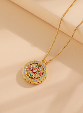 八宝罗盘项链可旋转长款毛衣链