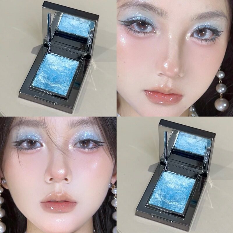 Baby碎钻蓝色系眼影～清冷小烟熏薄荷蓝色眼影盘绿色单色爆闪高级