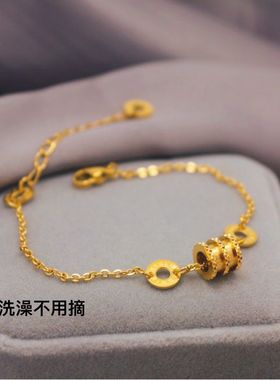 洗澡不用摘简约耐看小蛮腰手链女迷你小巧钛钢圆环转运珠细款手链