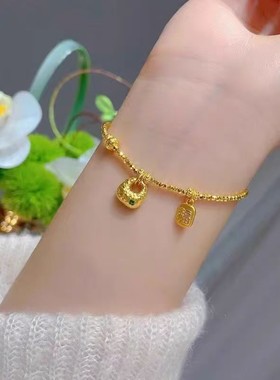 爆闪碎金子沙金坨坨手链女新款蹦迪珠藏式手串手环百搭女友礼物