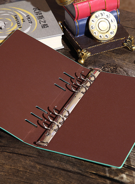 皮革办公小文件夹板夹活页本外壳漏孔A4资料夹收纳可定制LOGO批发