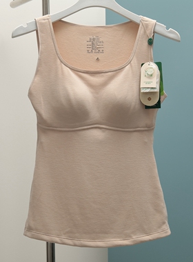 香月明美保暖背心女带胸垫免穿文胸蚕丝乳胶杯修身打底内衣65816