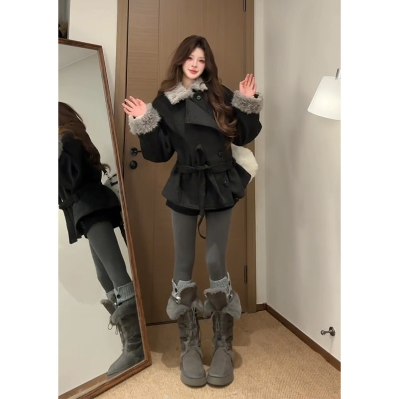 设计感毛领加厚毛呢大衣女秋冬季新款高级感保暖外套,女装/女士精品,时尚套装,淘宝优惠券,粉丝福利购,淘宝优惠卷