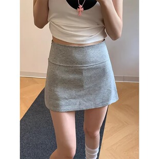 辣妹开叉半身裙女夏季 小个子短裙高腰休闲运动包臀裙子防走光裙裤