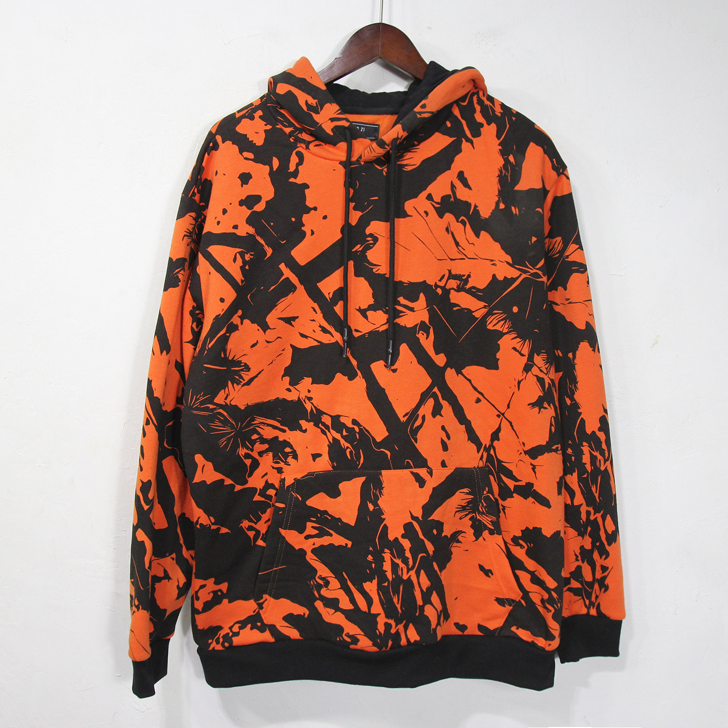 美国单男子加绒连帽卫衣~外贸秋冬季加厚保暖时尚配色宽松帽衫