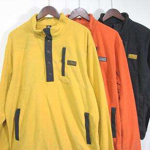 户外摇粒绒卫衣~外贸欧美男子半拉链多口袋宽松大码保暖打底衫