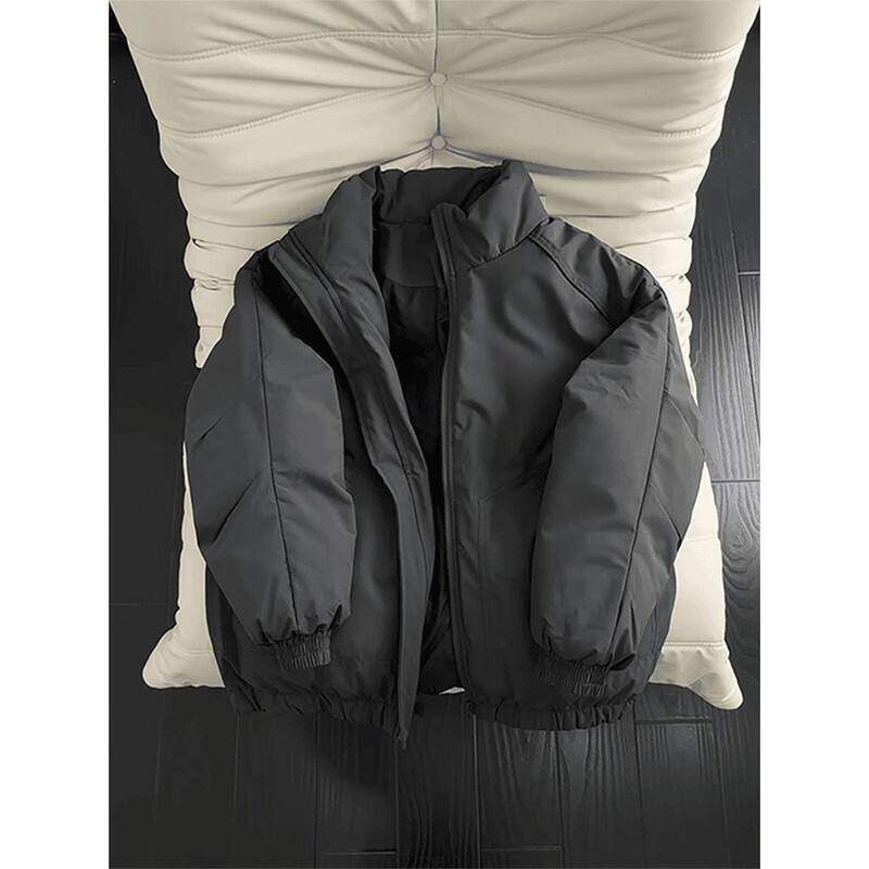 深灰色立领飞行夹克羽绒棉服男冬季加厚保暖美式短款工装棉衣外套
