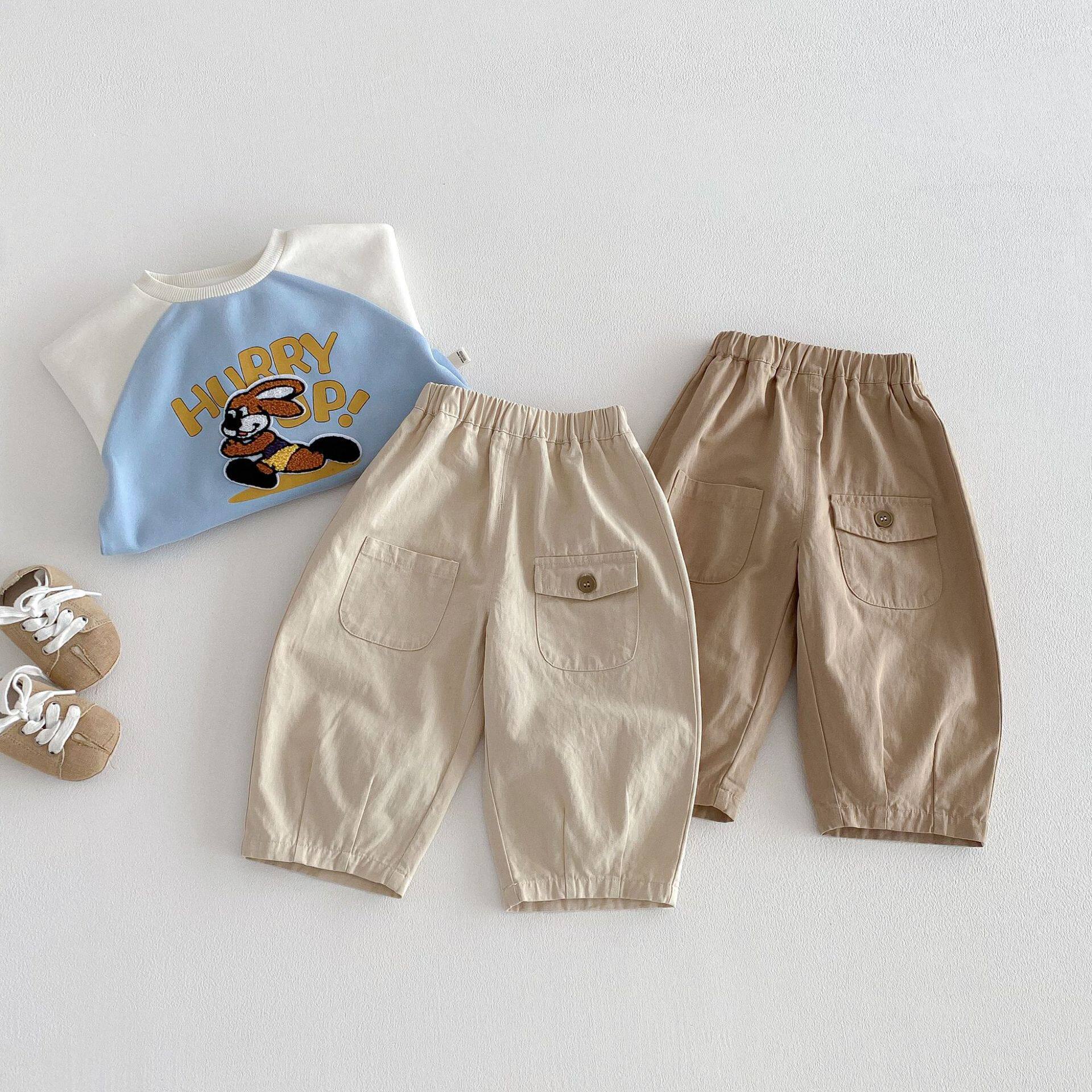 Boyo男童春夏款-男宝2026新款休闲长裤宽松工装裤早春简约百搭裤